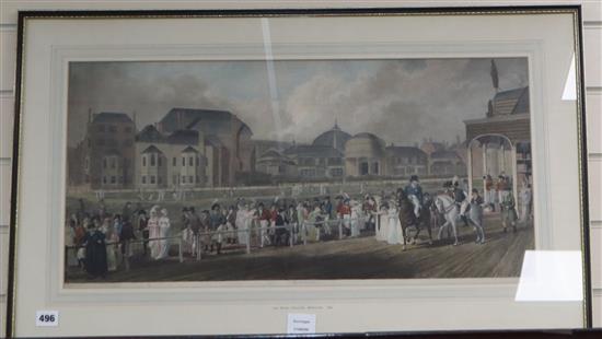coloured aquatint, Arrival of George IV at The Royal Pavilion, Brighton 1806, 34 x 67cm